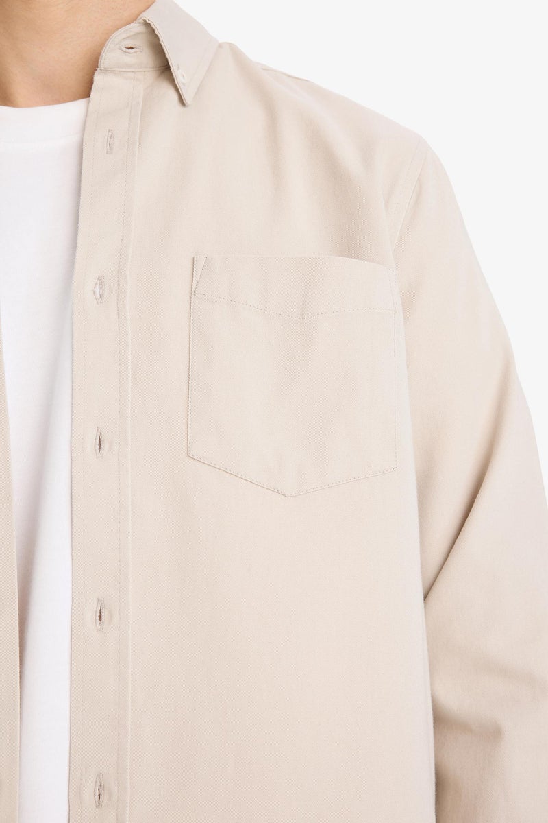 DeFacto Beige Man Regular Fit Gabardine Shirt Casual - Image 2